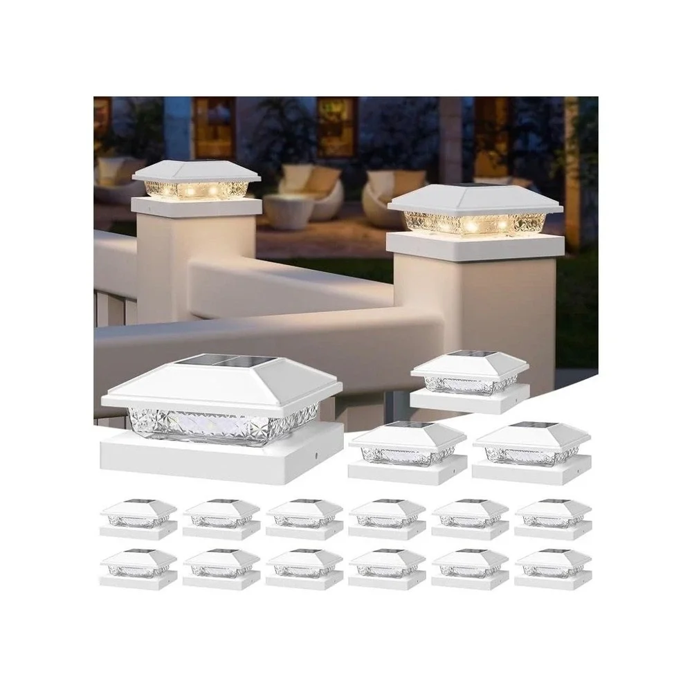 NIORSUN Solar Post Cap Lights 16 Pack Warm White LED 4x4 5x5 Deck Fence Outdoor